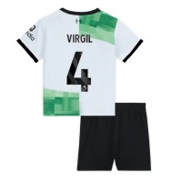 Liverpool Virgil van Dijk #4 Bortadräkt Barn 2023-24 Kortärmad (+ Korta byxor)